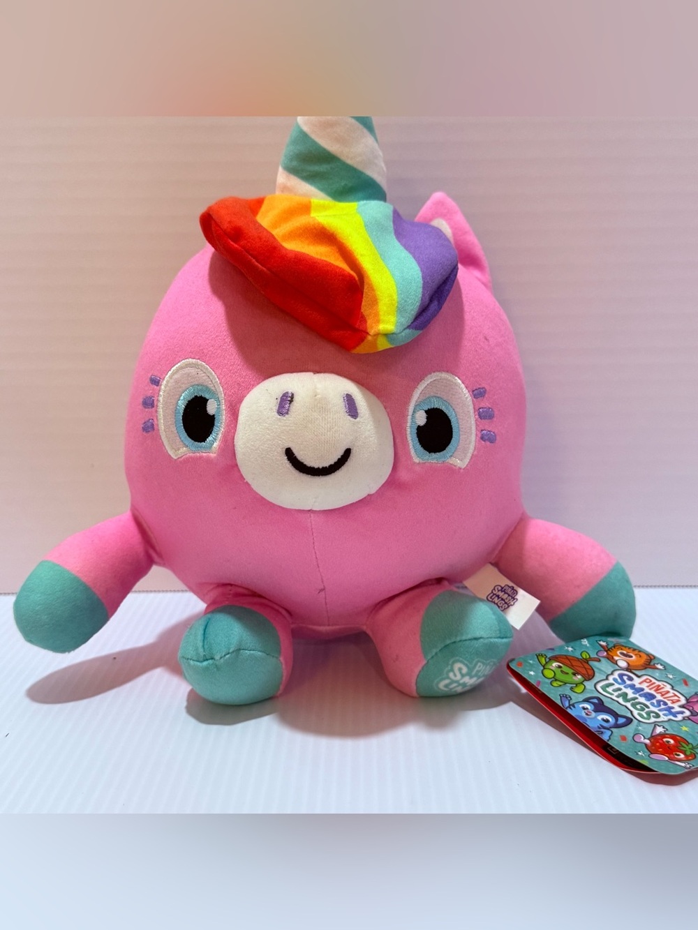 Piñata Smashlings Pink Unicorn Plush Toy Rainbow Horn w/ Tags 2024 PL3000